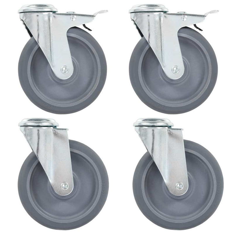 Roți pivotante cu gaură pentru șurub, 4 buc., 125 mm