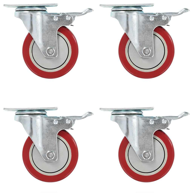 Roți pivotante cu frâne duble, 4 buc., 100 mm