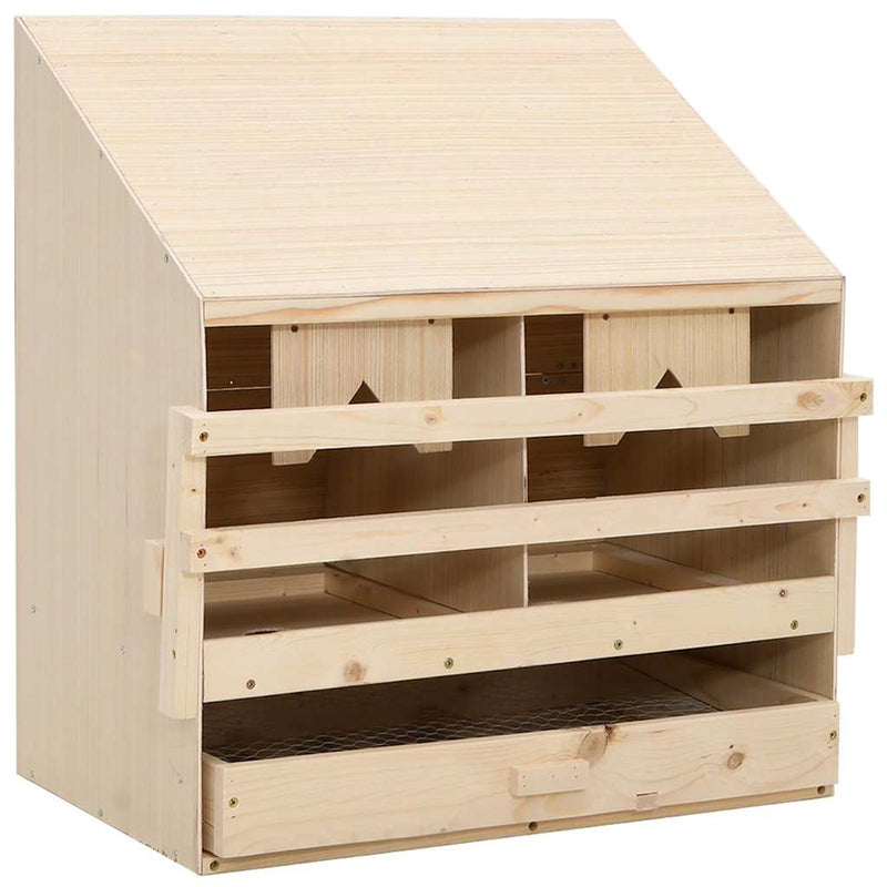 Cuibar găini cu 2 compartimente, 63x40x65 cm, lemn masiv pin