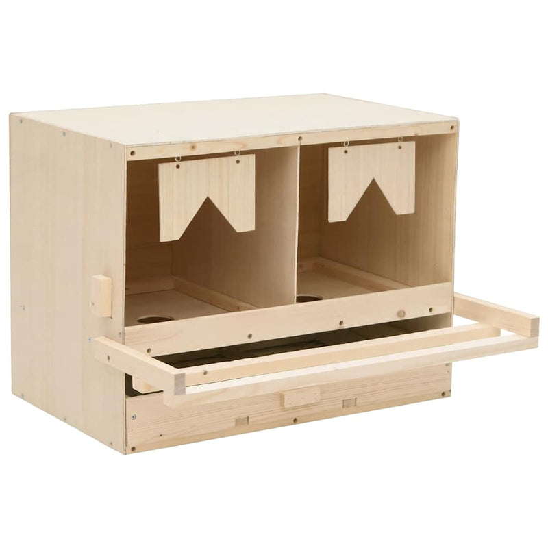 Cuibar găini cu 2 compartimente, 63x40x45 cm, lemn masiv pin