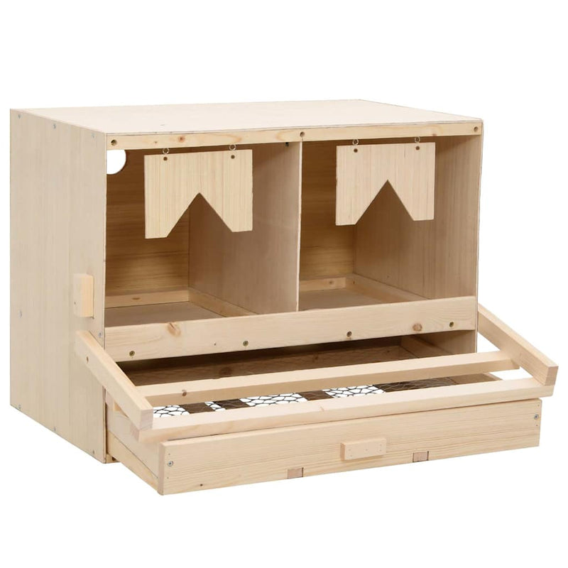 Cuibar găini cu 2 compartimente, 63x40x45 cm, lemn masiv pin