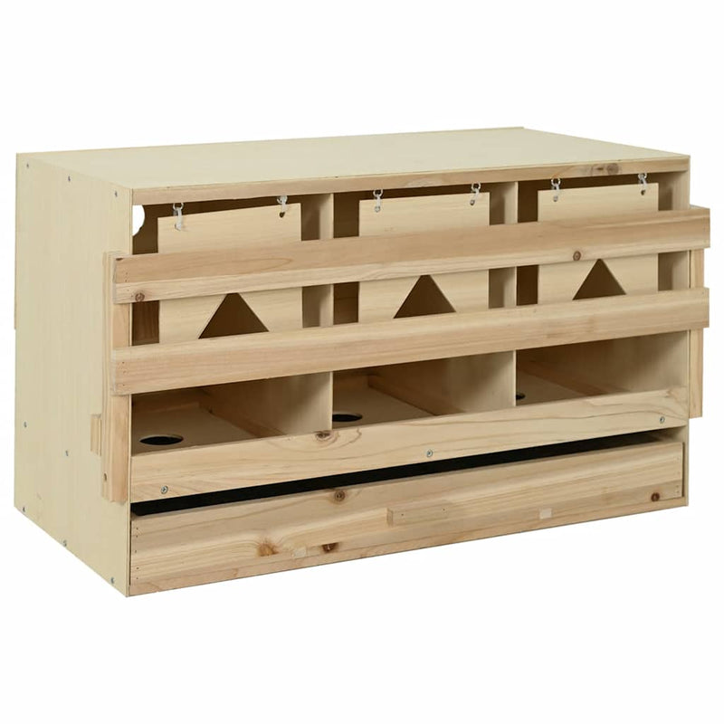 Cuibar găini cu 3 compartimente, 96x40x45 cm, lemn masiv pin