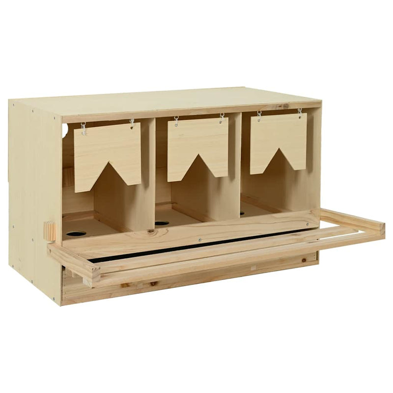 Cuibar găini cu 3 compartimente, 96x40x45 cm, lemn masiv pin