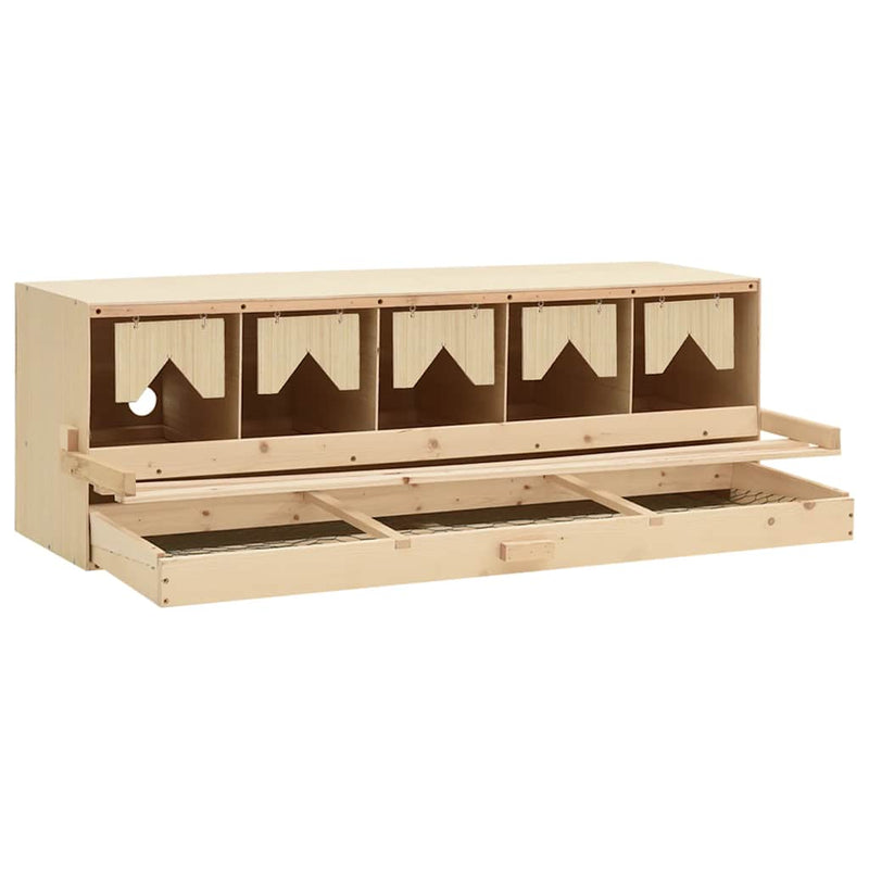 Cuibar găini cu 5 compartimente, 117x33x38 cm, lemn masiv pin