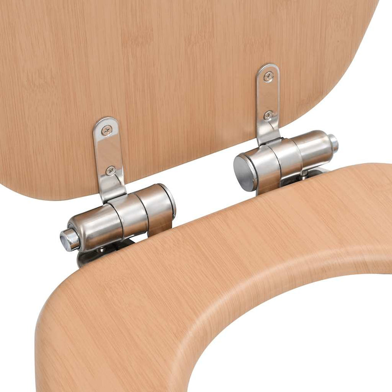 Capac WC cu închidere silențioasă, MDF, design bambus