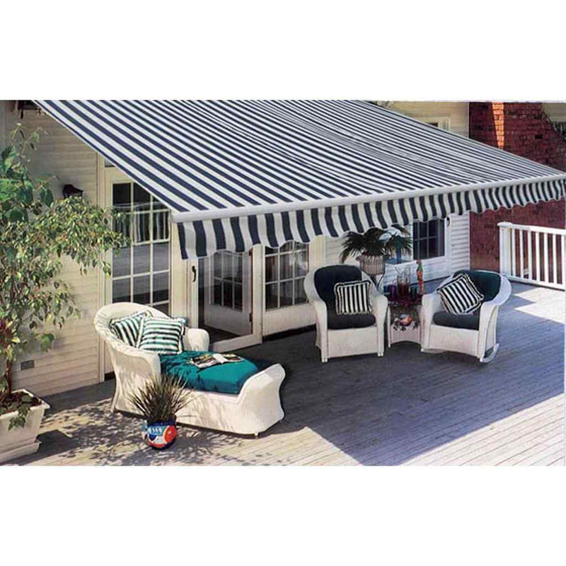 Copertină pliabilă cu acționare manuală, 300 cm, albastru/alb