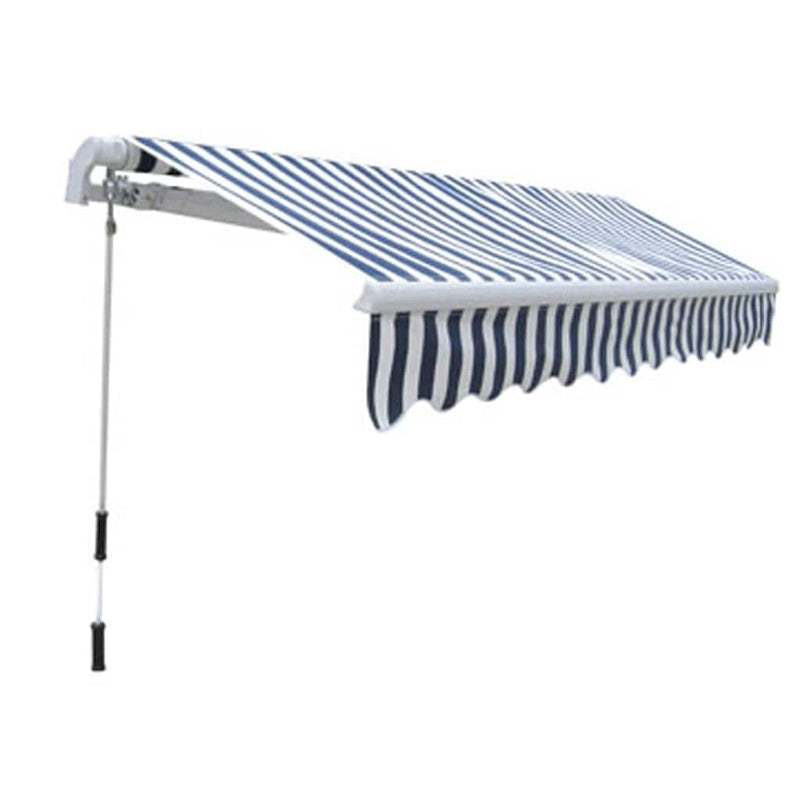 Copertină pliabilă cu acționare manuală, 300 cm, albastru/alb