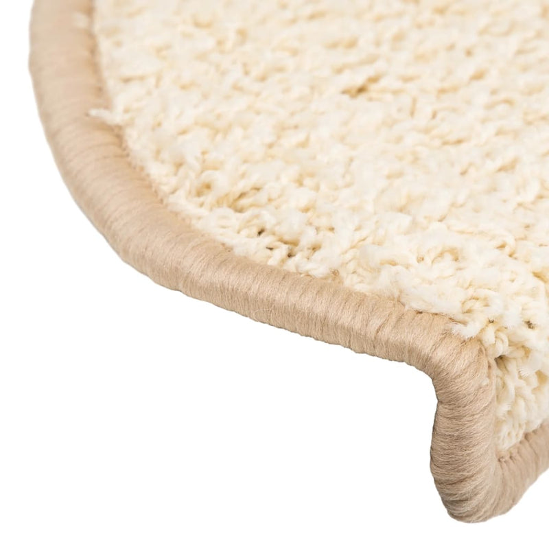 Covorașe pentru scări, 15 buc., 65x21x4 cm, crem, semirotunde, mari