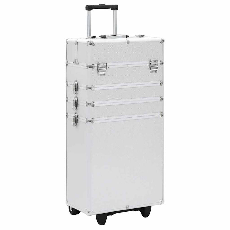 Troler de cosmetice, argintiu, aluminiu
