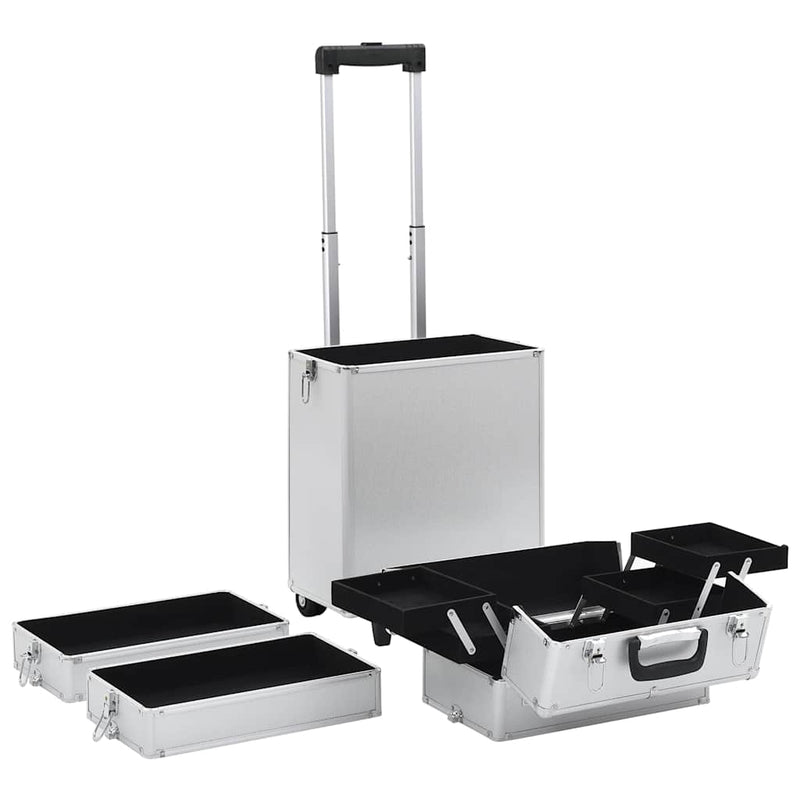 Troler de cosmetice, argintiu, aluminiu