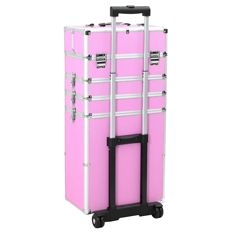 Troler de cosmetice, roz, aluminiu
