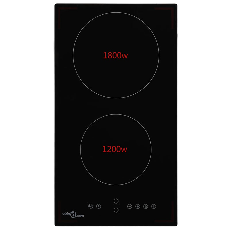 Plită ceramică cu 2 arzătoare, control tactil, 3000 W