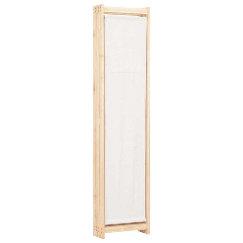 Paravan de cameră cu 4 panouri, crem, 160x170x4 cm, textil