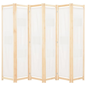 Paravan cameră, 6 panouri, crem, 240x170 x4 cm, material textil