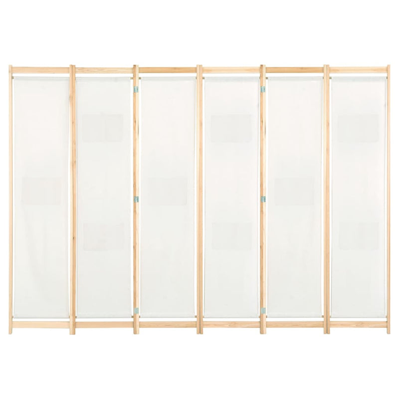 Paravan cameră, 6 panouri, crem, 240x170 x4 cm, material textil
