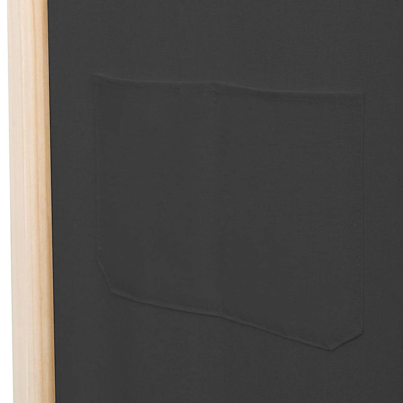 Paravan cameră, 5 panouri, gri, 200x170x4 cm, material textil