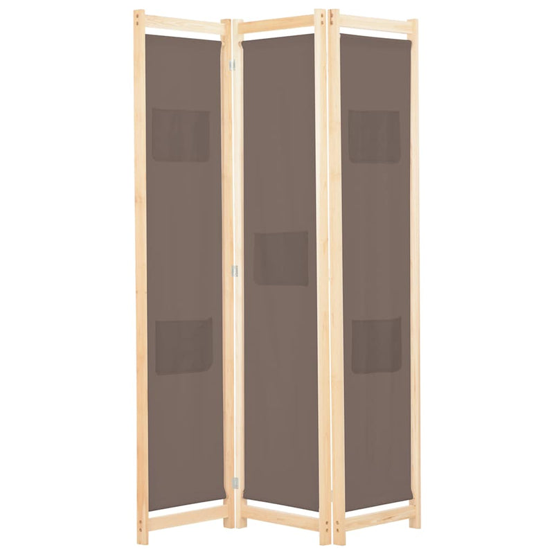 Paravan de cameră cu 3 panouri, maro, 120x170x4 cm, textil