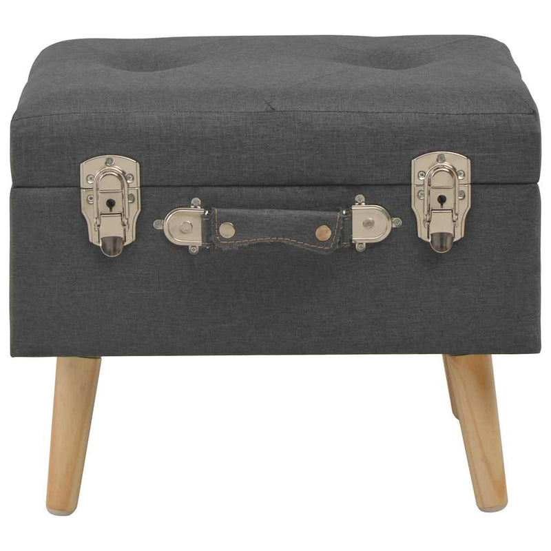 Taburete cu depozitare, 3 buc., gri închis, material textil