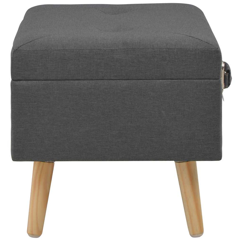 Taburete cu depozitare, 3 buc., gri închis, material textil