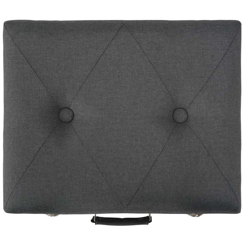 Taburete cu depozitare, 3 buc., gri închis, material textil