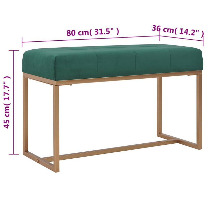 Bancă, verde, 80 cm, catifea