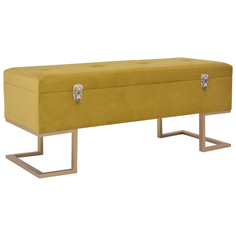 Banchetă cu un compartiment de depozitare muștar 105cm catifea