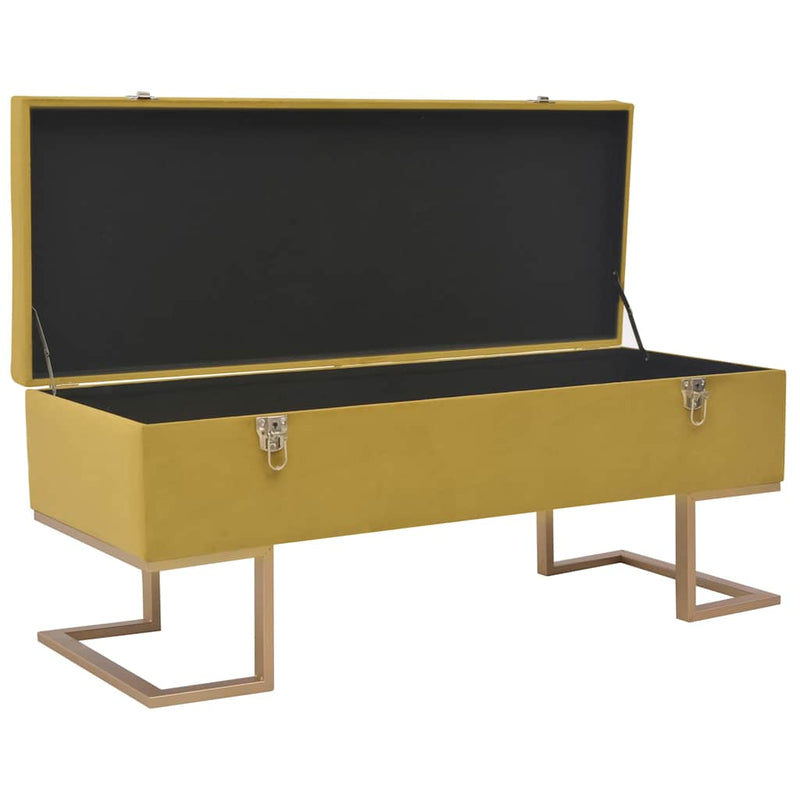 Banchetă cu un compartiment de depozitare muștar 105cm catifea