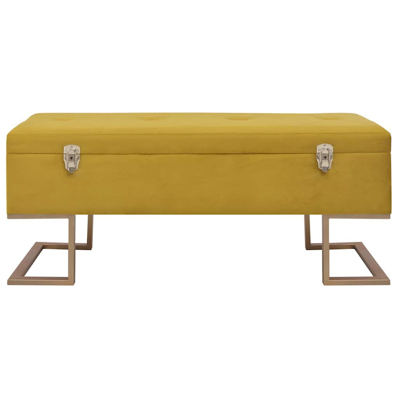 Banchetă cu un compartiment de depozitare muștar 105cm catifea