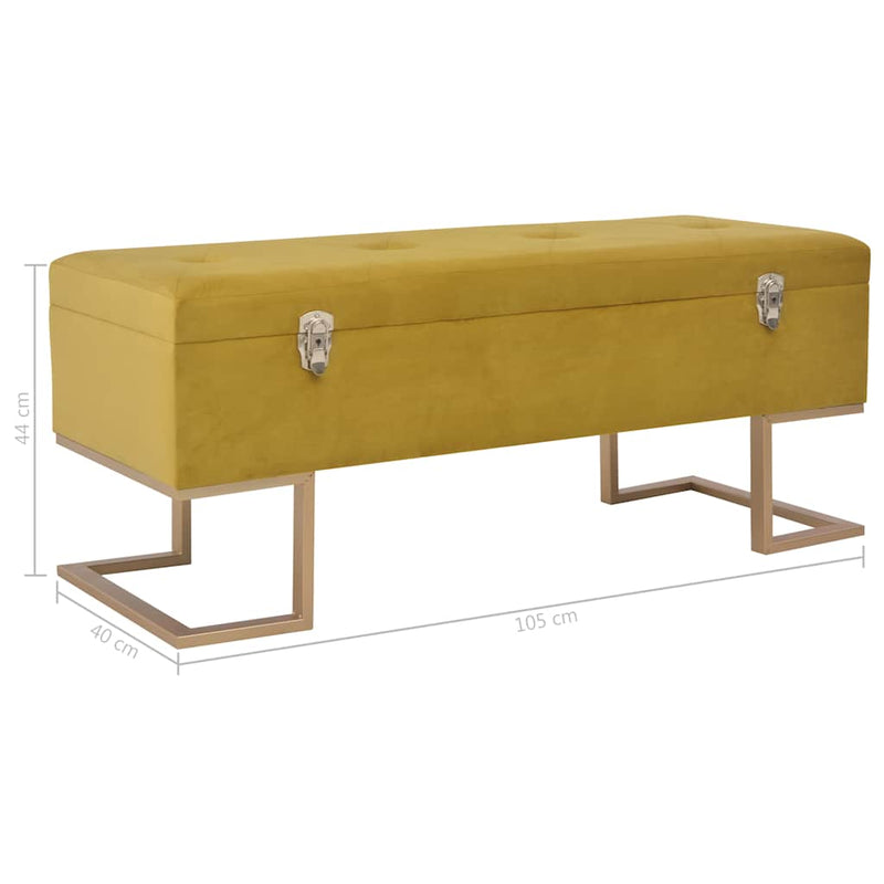 Banchetă cu un compartiment de depozitare muștar 105cm catifea