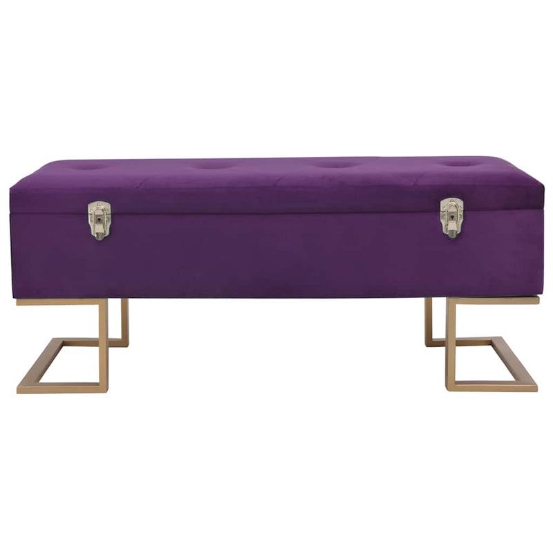 Banchetă cu un compartiment de depozitare violet 105cm catifea