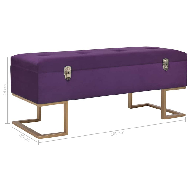 Banchetă cu un compartiment de depozitare violet 105cm catifea