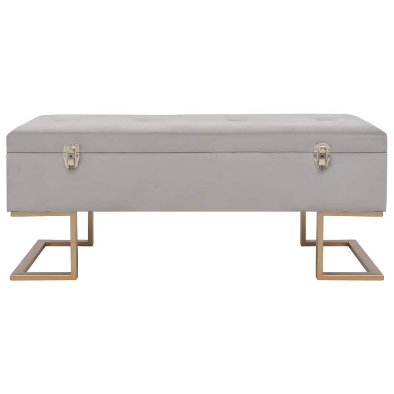 Banchetă cu un compartiment de depozitare gri 105 cm catifea