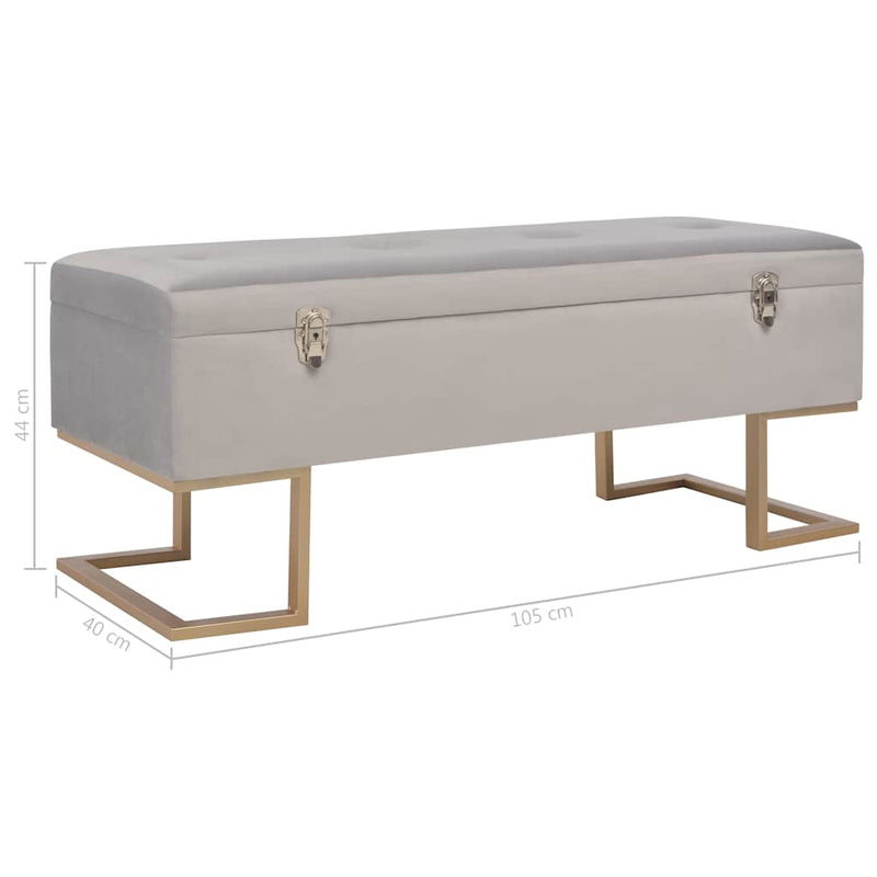 Banchetă cu un compartiment de depozitare gri 105 cm catifea