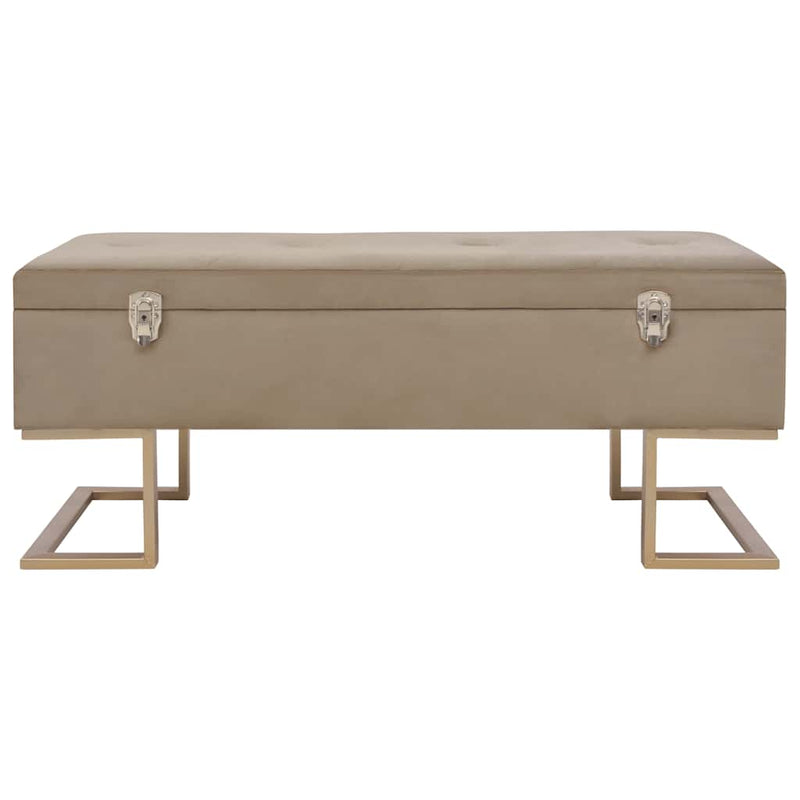 Banchetă cu un compartiment de depozitare bej 105 cm catifea