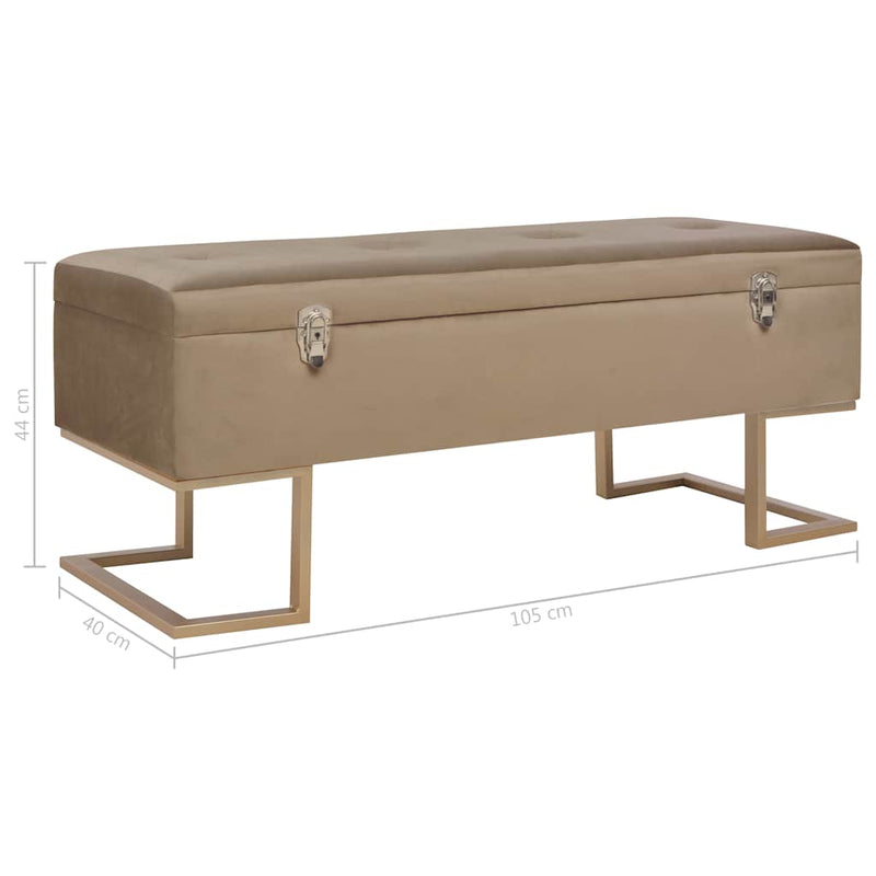 Banchetă cu un compartiment de depozitare bej 105 cm catifea
