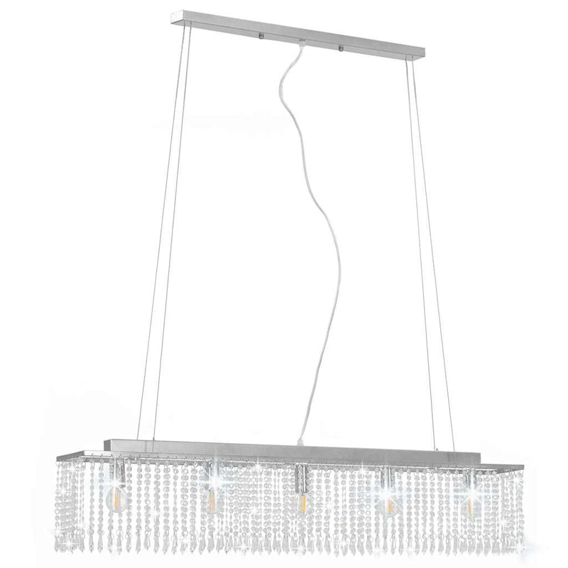 Lustră cu mărgele de cristal, argintiu, 104 cm, E14