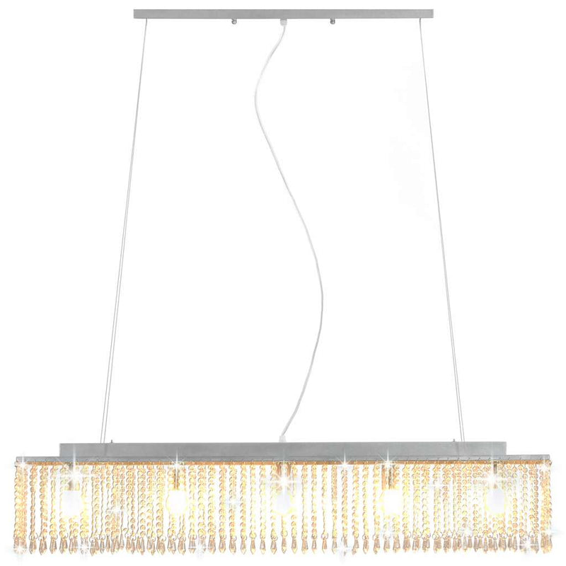 Lustră cu mărgele de cristal, argintiu, 104 cm, E14