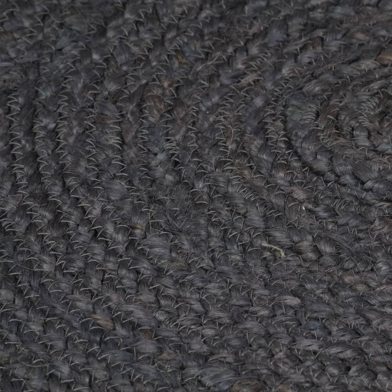 Covor manual, gri închis, 90 cm, iută, rotund
