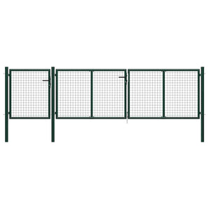Poartă de grădină din oțel, verde, 400x100 cm