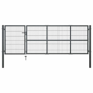 Poartă de grădină cu stâlpi din oțel, antracit, 350x100 cm