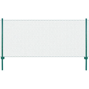 Gard din plasă de sârmă cu stâlpi, verde, 25 x 0,5 m, oțel