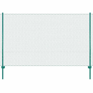 Gard din plasă de sârmă cu stâlpi, verde, 25 x 2 m, oțel