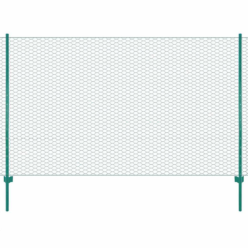 Gard din plasă de sârmă cu stâlpi, verde, 25 x 1,5 m, oțel