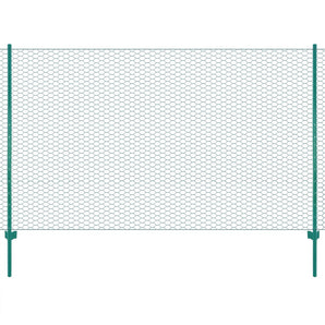 Gard din plasă de sârmă cu stâlpi, verde, 25 x 2 m, oțel