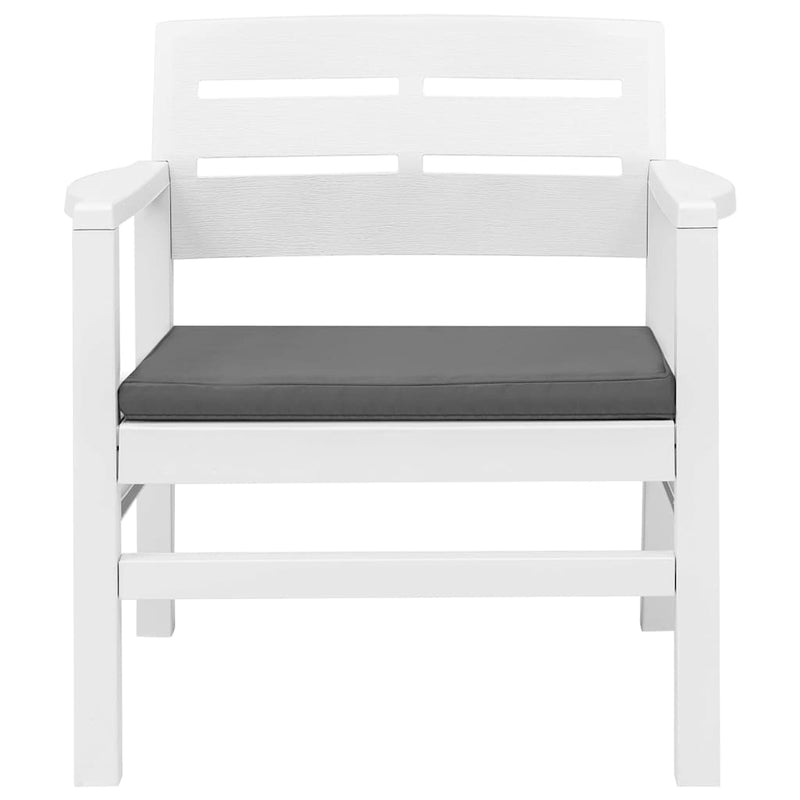 Set mobilier de grădină, 3 piese, alb, plastic
