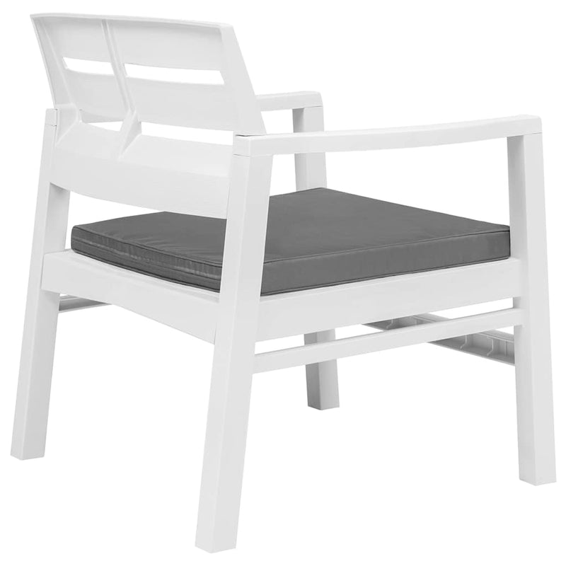 Set mobilier de grădină, 3 piese, alb, plastic