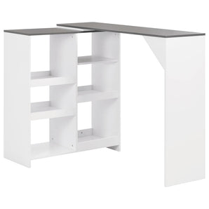 Masă de bar cu raft mobil, alb, 138x39x110 cm