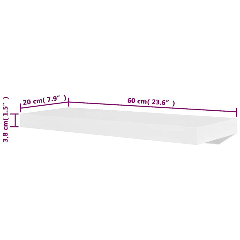 Rafturi de perete, 4 buc., alb, 60 cm