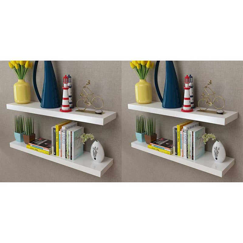 Rafturi de perete, 4 buc., alb, 80 cm