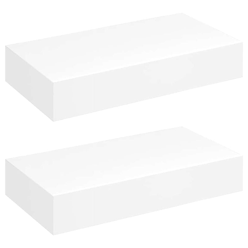 Rafturi de perete suspendate cu sertare, 2 buc., alb, 48 cm